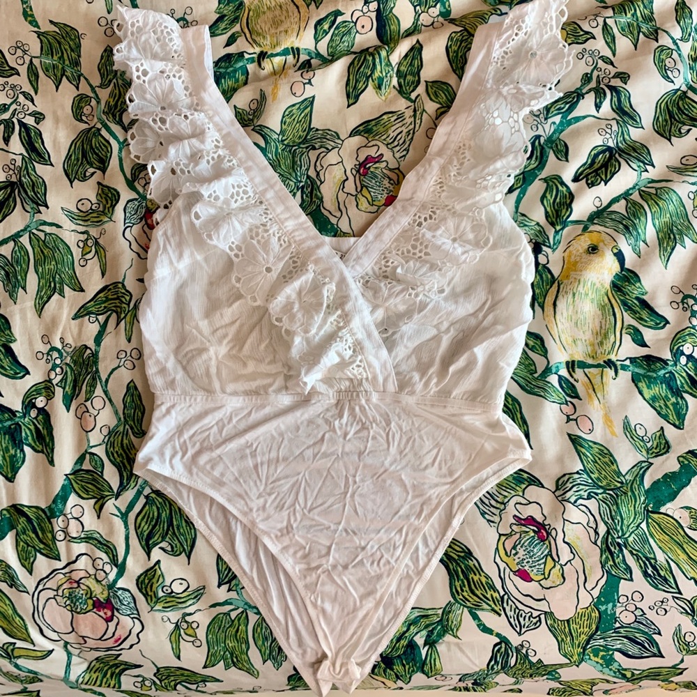 Forever 21 Contemporary Floral Crochet Bodysuit